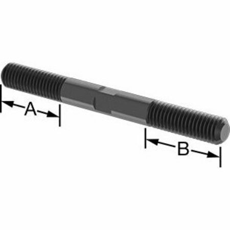 BSC PREFERRED Black-Oxide Steel Threaded on Both Ends Stud 1/2-13 Thread Size 5 Long 1-1/2 Long Threads 90281A732